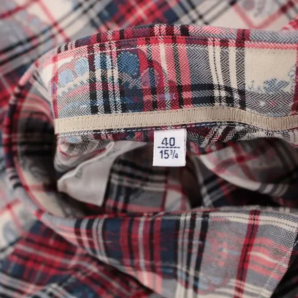 Tintoria Mattei NWT Sport Shirt Size 15.75 40 Red Paisley & Flannel 100% Cotton